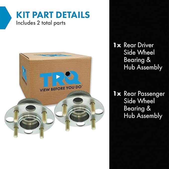TRQ 2 Piece Rear Wheel Bearing & Hub Assembly Set Compatible with 2000-2006 Honda Insight