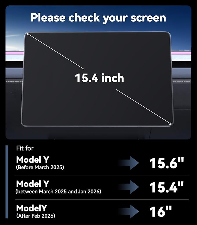 Nmoiss 3 in 1 15.4“ New Model Y Juniper & Model 3 Highland Screen Protector Matte 3 Psc Protector Center Display + Rear Touchscreen + Rearview Mirror Model Y (2025-2026) Model 3 (2024-2026)