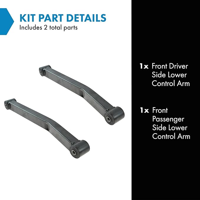 TRQ Front Lower Control Arm Set Compatible with 2007-2017 Jeep Wrangler 2018 Wrangler JK