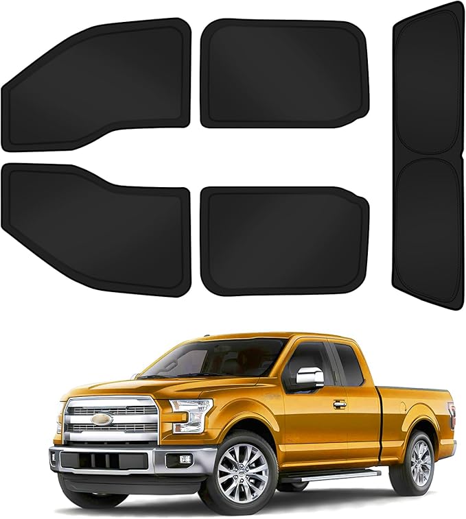 KUST Car Window Shades for Ford F-150 2015-2020 Side Window Covers with Rear Windshield Sun Shade UV Block Privacy Protection F150 Accessories for Camping Blackout 5PCS