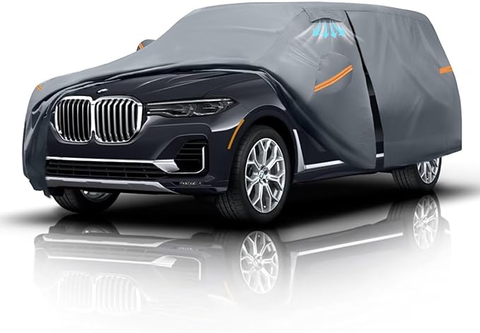 Large SUV Car Cover for BMW X7 (2018-2025) 100% Waterproof All Weather, Heavy Duty Outdoor Full Exterior Covers Rain Sun Wind UV Protection.