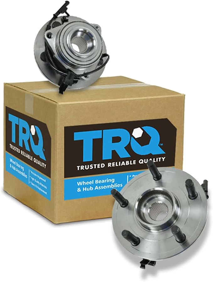 TRQ 2 Piece Front Wheel Bearing & Hub Assembly Set Compatible with 2005-2010 Dodge Dakota 2006-2008 Mitsubishi Raider 2011 Ram
