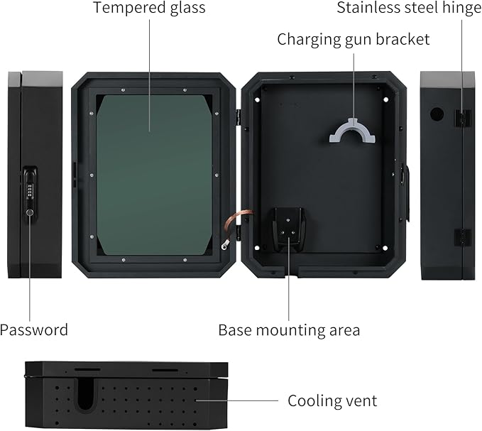 Jawjut Wall Charger Station Box Compatible with Tesla Mobile Connector Indoor/Outdoor Cable Organizer Waterproof Dustproof