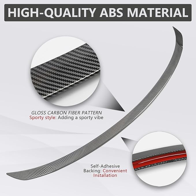 ABS Spoiler for 2025 2026 Tesla Model Y Juniper Rear Spoiler Rear Trunk Spoiler Sport & Performance Type Rear Spoiler Wings Tesla Model Y Juniper Accessories (Gloss Carbon Fiber)