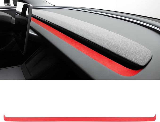 Betterhumz Car Dashboard Panel Trim for Tesla Model 3 M3 Highland 2026 2024 2025 Center Console Front Air Condition Vent Cover Sticker Moulding Tuning Accessories (for Alcantara Red)