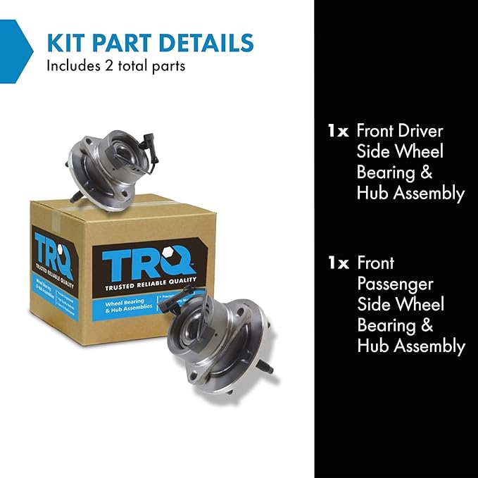 TRQ Front Left and Right Wheel Bearing and Hub Assembly Set 2 Piece Compatible with 05-08 Chevrolet Cobalt 4 Wheel ABS 4 Lug Wheels 09-10 Cobalt LS 09-10 Cobalt LT 03-07 Saturn Ion 07-09 Pontiac G5
