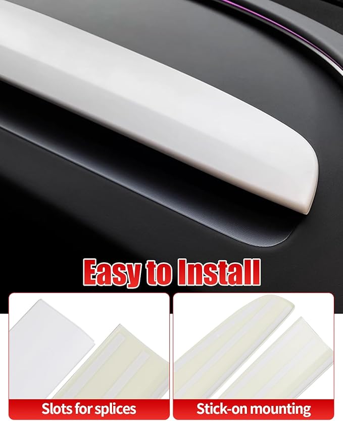 KKTR-CAR Dashbooard Cover 2pcs ABS Dashboard Panel Trim Cover Sticker Compatible with Tesla Model Y Juniper 2025 2026 Model 3 Highland 2024-2026 (Matte White)