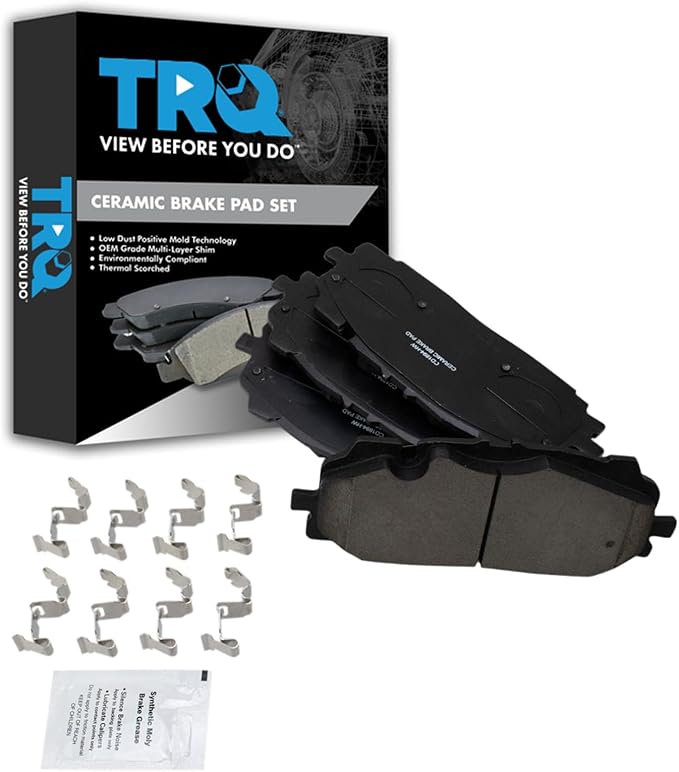 TRQ Front Brake Pads Ceramic Compatible with 2019-2021 Audi A6 Quattro A8 Quattro 2020-2021 Q5 PHEV 2017-2021 Q7 Q8 2018-2021 RS5 RS5 Sportback S4 S5 S5 Sportback SQ5