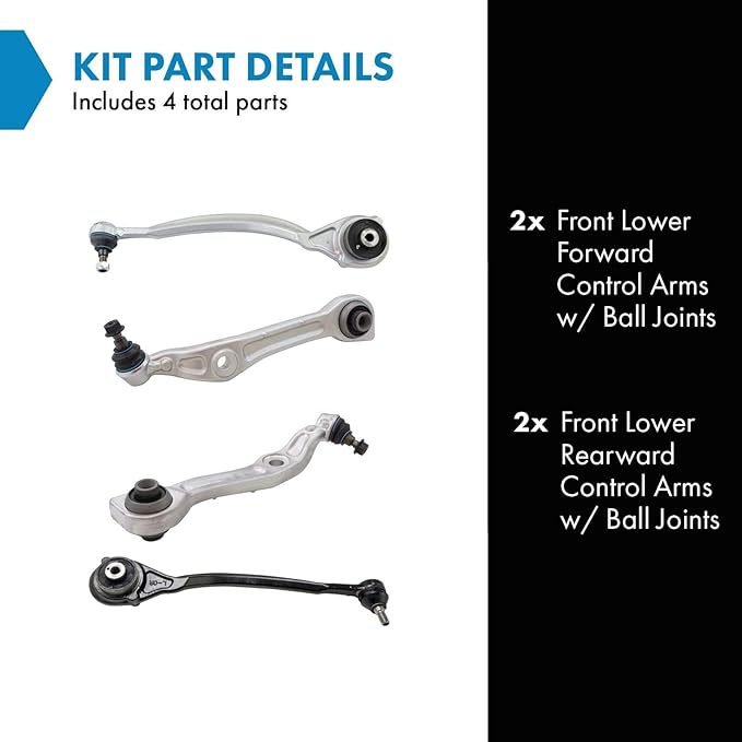 TRQ Front Lower Driver and Passenger Side Control Arm and Ball Joint Set 4 Piece Compatible with 2009-2014 Mercedes-Benz CL550 2012-2013 S350 2007-2013 S550