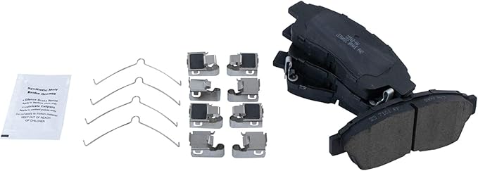 TRQ Front Brake Pads Ceramic Hardware Wear Sensor Compatible with 1993-1997 Geo Prizm 1992-2001 Toyota Camry 1994-1997 Celica Corolla 1996-2000 RAV4
