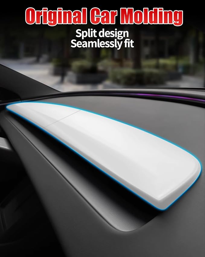 KKTR-CAR Dashbooard Cover 2pcs ABS Dashboard Panel Trim Cover Sticker Compatible with Tesla Model Y Juniper 2025 2026 Model 3 Highland 2024-2026 (Matte White)