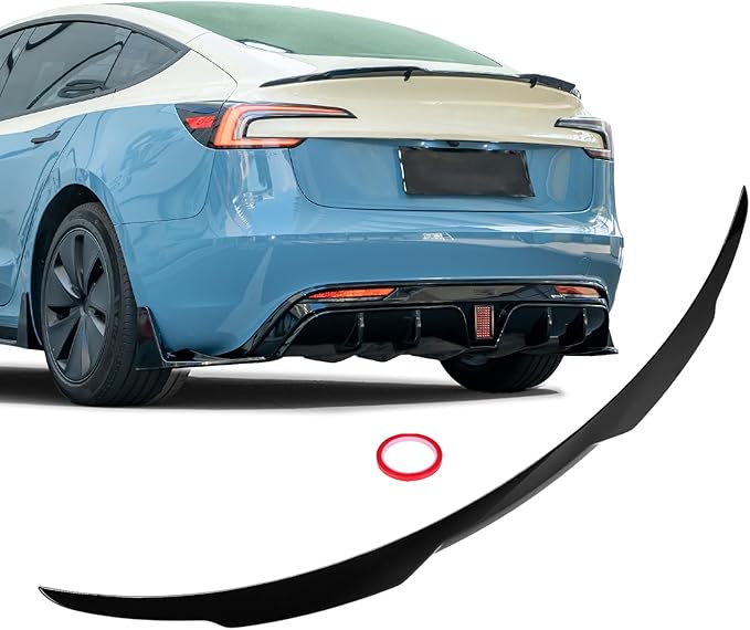 Rear Spoiler for Tesla Model 3 2024 2025 Trunk Spoiler Wing Tail Rear Trunk Lid for Tesla Model 3 Highland,Highkick Glossy Black-Dark Knight Style