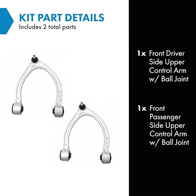 TRQ Front Upper Driver and Passenger Side Control Arm and Ball Joint Set 2 Piece Compatible with 07-14 Mercedes-Benz CL550 07-14 CL600 08-14 CL63 AMG 08-14 CL65 AMG 12-13 S350 10-13 S400 07-13 S550