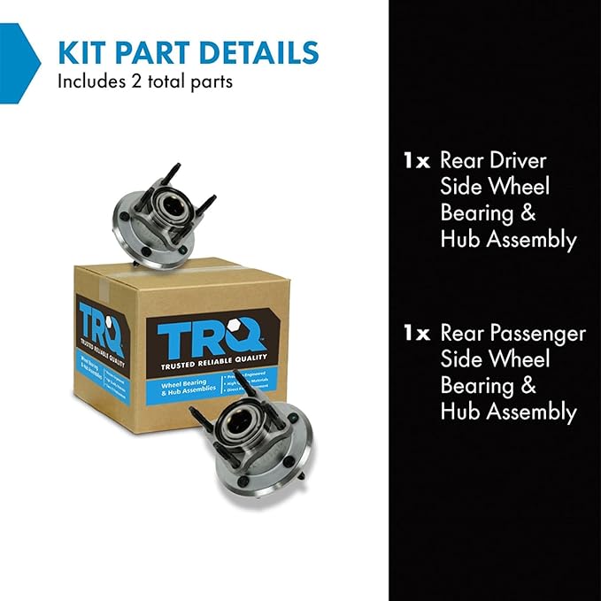 TRQ Rear Left and Right Wheel Bearing and Hub Assembly Set 2 Piece Compatible with 2005-2010 Jeep Grand Cherokee 2006-2010 Commander