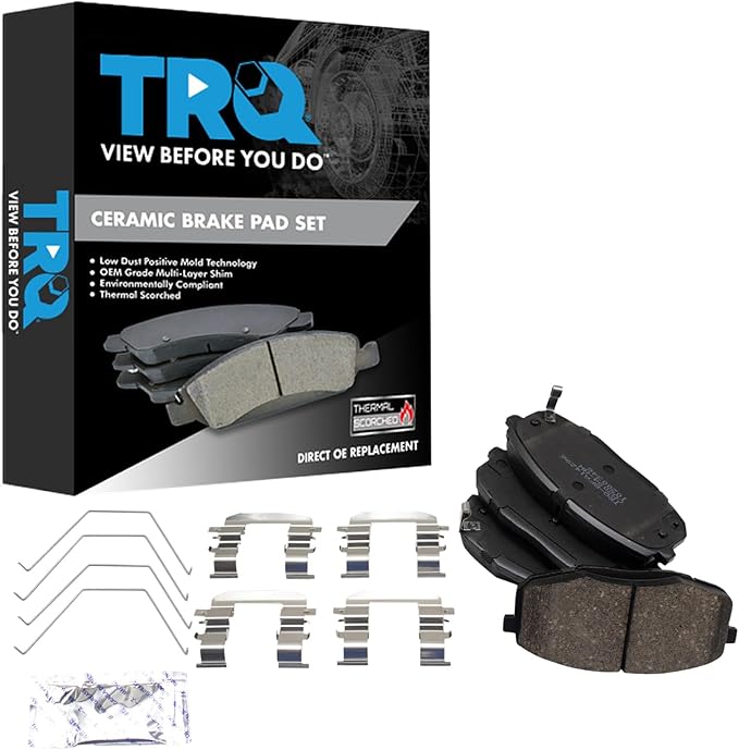 TRQ Front Ceramic Brake Pad Set Compatible with 18-20 Hyundai Elantra GT 18-23 Kona FWD 14-19 Kia Soul 19-24 Forte 21 Seltos Automatic CVT