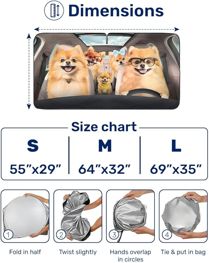 Horror Windshield Sun Shade for Car SUV Truck (55x30 Inches), Front Window Visor for Windows, Protector Blocks UV
