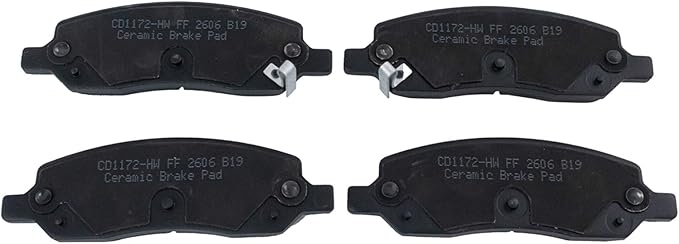TRQ Rear Brake Pads Ceramic Hardware Wear Sensor Compatible with 2006-2011 Buick Lucerne 2006-2011 Cadillac DTS