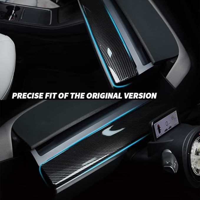 KKTR-CAR Dashboard Cover Wrap and Front Door Inner Armrest Panel Cover Trim Compatible with Tesla Model 3 2021-2023 Model y 2020-2025,NOT for Performance (Glossy Carbon Fiber Pattern, 4pcs)