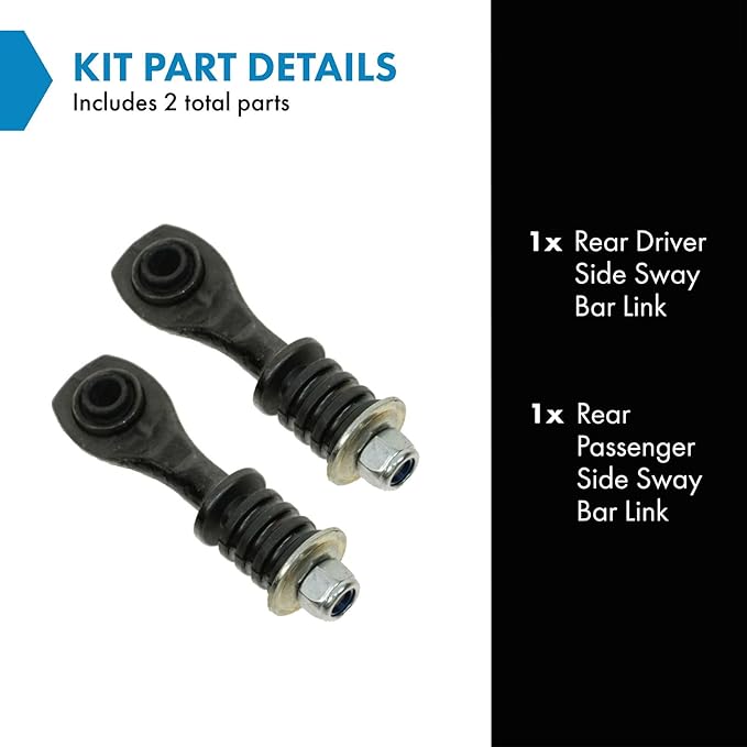 TRQ Rear Driver and Passenger Side Sway Bar Link Set 2 Piece Compatible with 95-00 Ford Contour 95-03 Jaguar XJR 97-06 XK8 00-06 XKR 98-03 Vanden Plas 98-03 XJ8 99-02 Mercury Cougar 95-00 Mystique