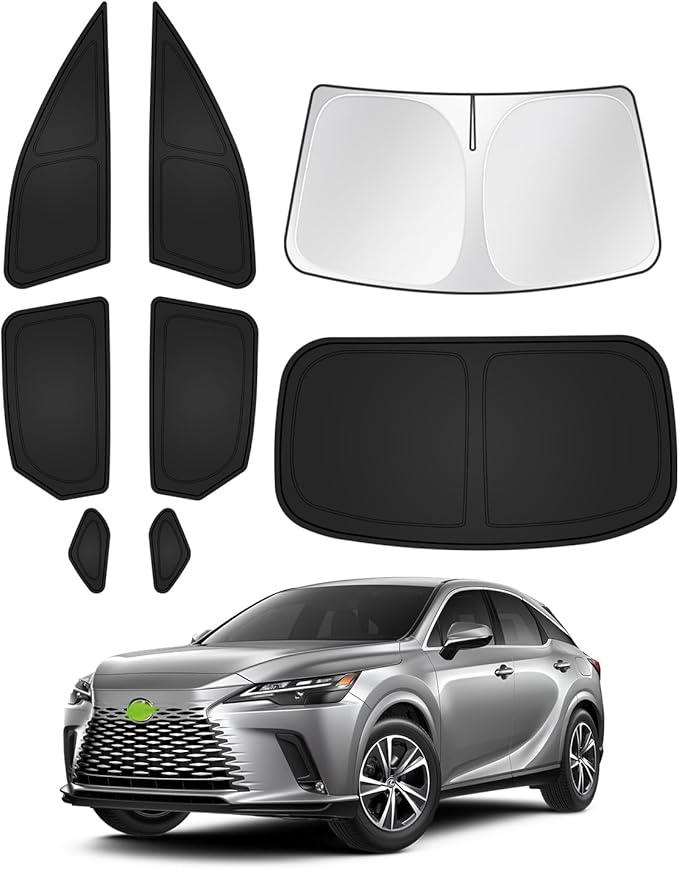Sunshades for 2023-2025 2026 Lexus RX Accessories Windshield Sun Shade Side Rear Window Shade Cover Sun Visor Shield Privacy Protection for Camping Keep Vehicle Cool Black 8PCS