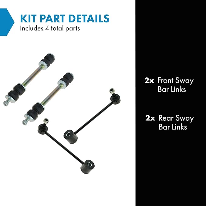 TRQ Stabilizer Sway Bar End Link Front & Rear LH RH Set of 4 for Chevy GMC SUV
