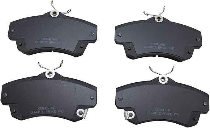 TRQ Front Brake Pads Ceramic Hardware Wear Sensor Compatible with 2001-2010 Chrysler PT Cruiser 2003-2005 Dodge Neon