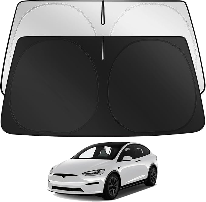 Windshield Sun Shade Custom for Tesla Model X Accessories 2026 2025 2024-2016 Front Window Sunshade, Car Windshield Sun Visor Cover Foldable with Storage Bag