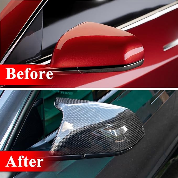 AeroBon Real Carbon Fiber Mirror Cap Covers Compatible with 2017-2026 Tesla Model 3 Mirror Caps (Replacement Style)