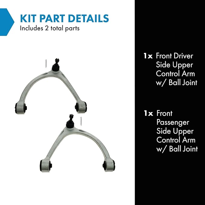 TRQ Front Left and Right Upper Control Arm with Ball Joint Set 2 Piece Compatible with 2001-2006 Lexus LS430
