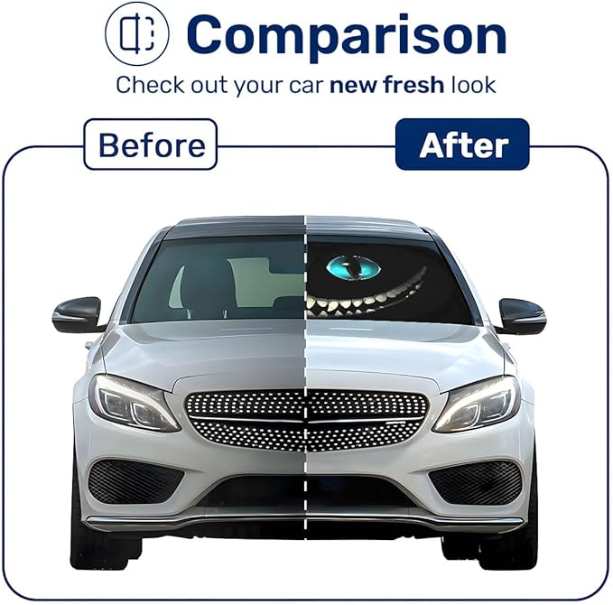 Horror Windshield Sun Shade for Car SUV Truck (55x30 Inches), Front Window Visor for Windows, Protector Blocks UV