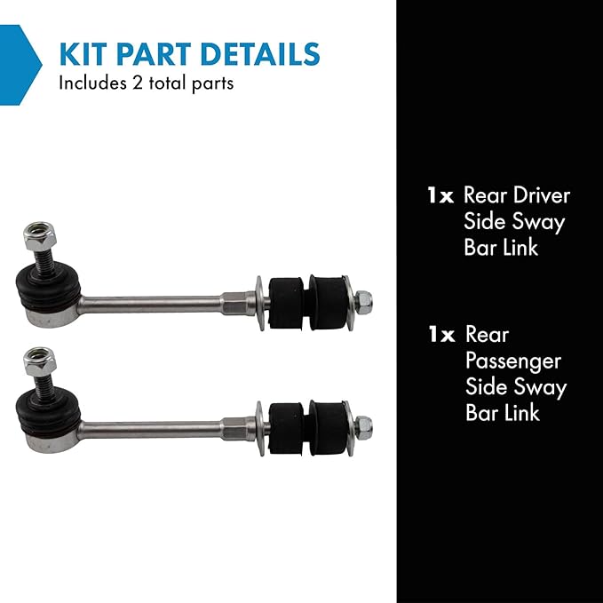 TRQ Rear Left and Right Sway Bar Link Set 2 Piece Compatible with 10-17 Volvo XC60 11-18 S60 T5 08-16 XC70 07-15 S80 15-17 V60 T5 15-18 V60 Cross Country 08-10 V70 16-18 S60 Cross Country