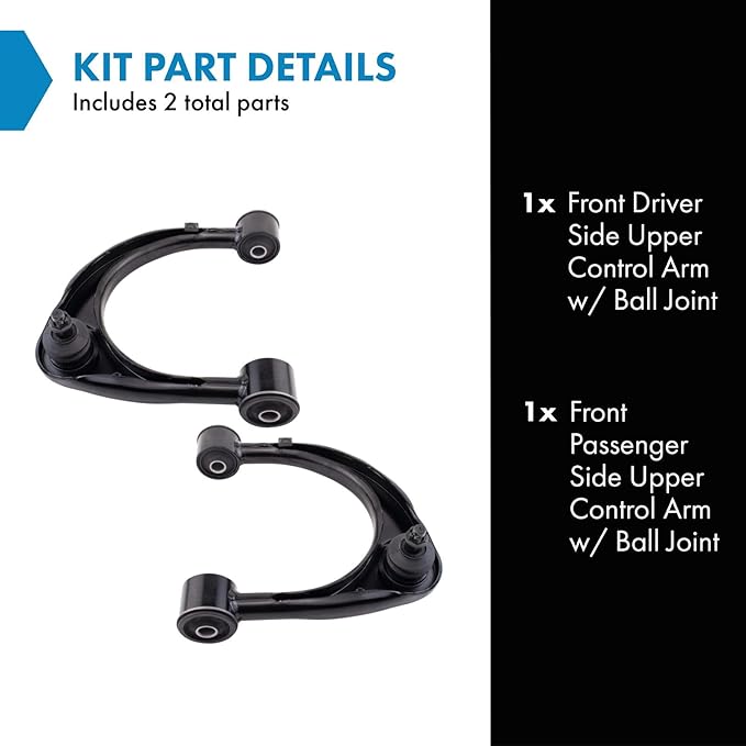 TRQ Front Left and Right Upper Control Arm with Ball Joint Set 2 Piece Compatible with 2008-2021 Lexus LX570 2008-2021 Toyota Land Cruiser