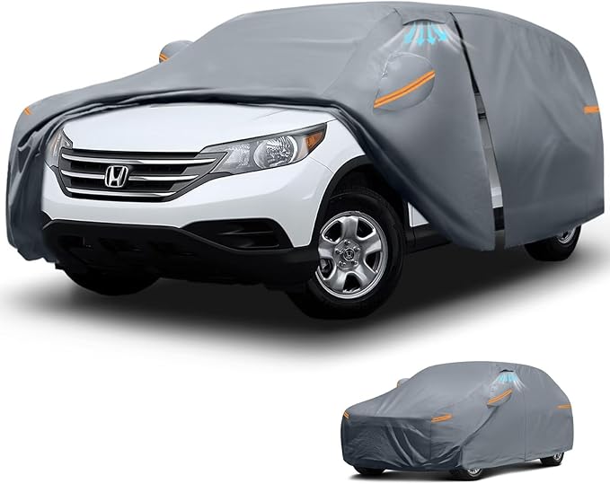 Waterproof Honda CRV CR-V(1995-2026) Car Cover with Breathable Vents, [2026 Upgrade] Premium Covers with Cotton Liner and Zipper Door, Sun Rain Snow Dust Uv Protection.(Gift with Towel)