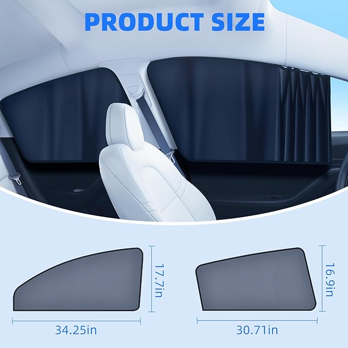Tesla Model 3 Sunshade, Magnetic Side Window Sun Shade, Car Window Privacy Shade for Baby, Removable Curtains, Model 3 Accessories 2025