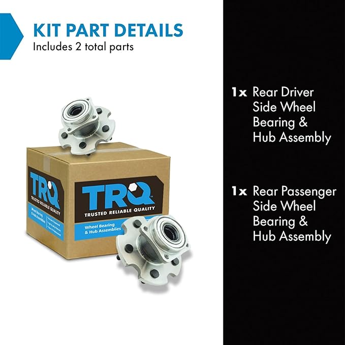TRQ 2 Piece Rear Wheel Bearing & Hub Assembly Set AWD Compatible with 2009-2010 Pontiac Vibe 2009-2013 Toyota Matrix