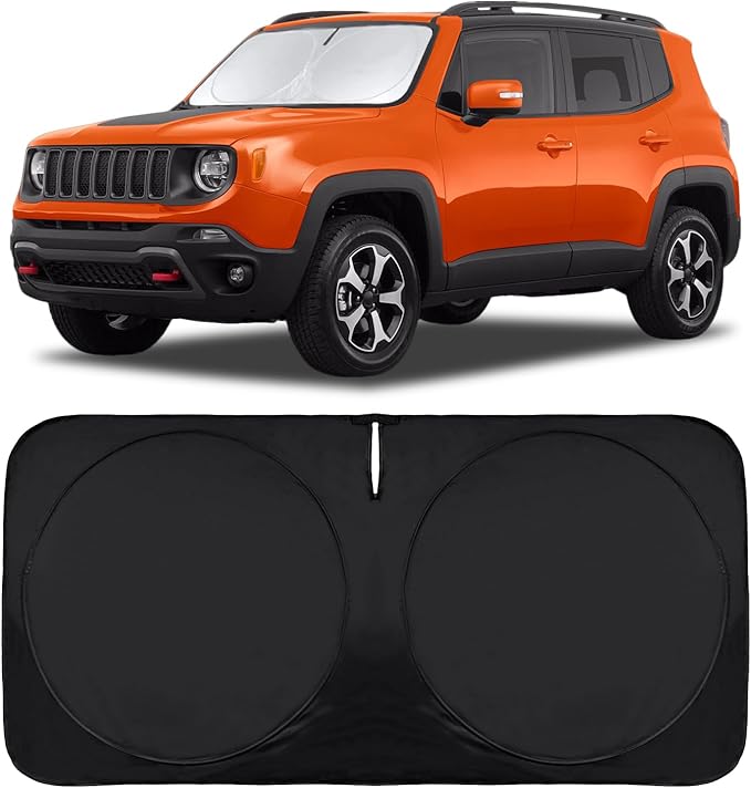 INSAUTO for Jeep Patriot Windshield Sun Shade for Jeep Renegade SUV 2015-2024 2025, Front Foldable Sunshade for 2017 Jeep Patriot SUV Car Sun Visor Cover Blocks UV Rays Keep Your Car Cooler