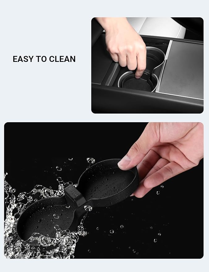 BASENOR Cup Holder Insert Mat for 2026 2025 Tesla Model Y Juniper 2024 2025 2026 Tesla Model 3 Highland TPE Cup Holder Coaster Center Console Mat Tesla Accessories (Standard/Premium/Performance)