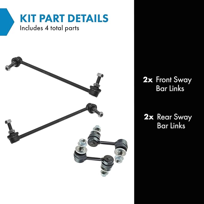 TRQ Front & Rear Sway Bar Stabilizer Link Set Compatible with 2004-2009 Nissan Quest