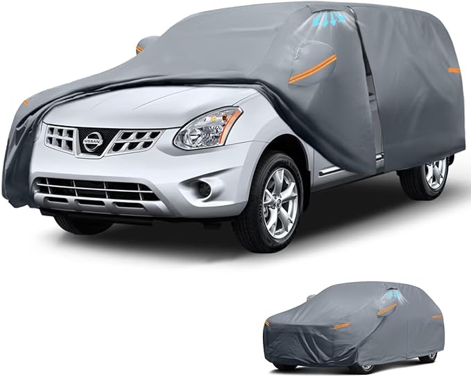 Waterproof Nissan Rogue(2007-2026) Car Cover with Breathable Vents, [2026 Upgrade] Premium Covers with Cotton Liner and Zipper Door, Sun Rain Snow Dust Uv Protection.(Gift with Towel)