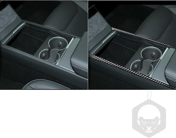 Center Console Storage Box Panel Frame Cover Carbon Fiber Sticker Car Interior Trim Compatible with Tesla Model 3 2024 Accessories Central Control Panel Frame Decorative Sticker