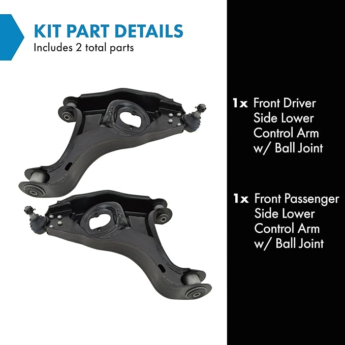 TRQ Front Lower Driver Side and Passenger Side Control Arm and Ball Joint Set 2 Piece Compatible with 1997-2004 Dodge Dakota Rear Wheel Drive 1999-2003 Durango Rear Wheel Drive