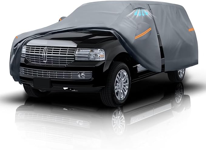 Large SUV Car Cover for Lincoln Navigator (1997-2025) 100% Waterproof All Weather, Heavy Duty Outdoor Full Exterior Covers Rain Sun Wind UV Protection.