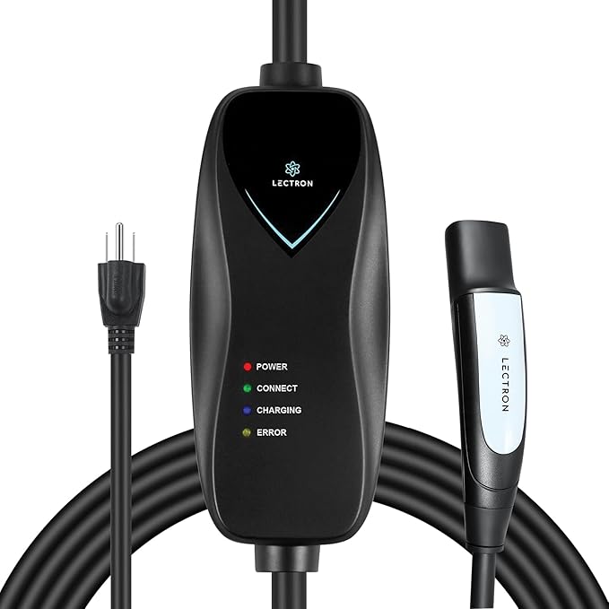Lectron Level 1 Tesla Charger - 110V, 15 Amp, NEMA 5-15 Plug, 16 ft Extension Cord - Portable Electric Car Charger for Tesla - Compatible with All Tesla Models X/Y/3/S