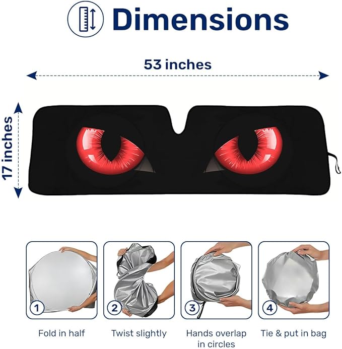 Horror Windshield Sun Shade for Car SUV Truck (55x30 Inches), Front Window Visor for Windows, Protector Blocks UV