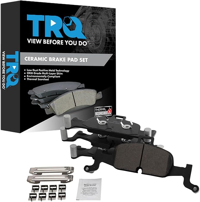 TRQ Front Ceramic Brake Pad Set Compatible with 17-20 Audi A4 allroad 18-20 A5 Sportback 18-24 A5 Quattro 22-24 Q5
