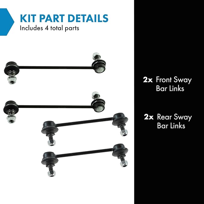 TRQ Front & Rear Sway Bar Stabilizer Link Set Compatible with 2007-2010 Hyundai Elantra