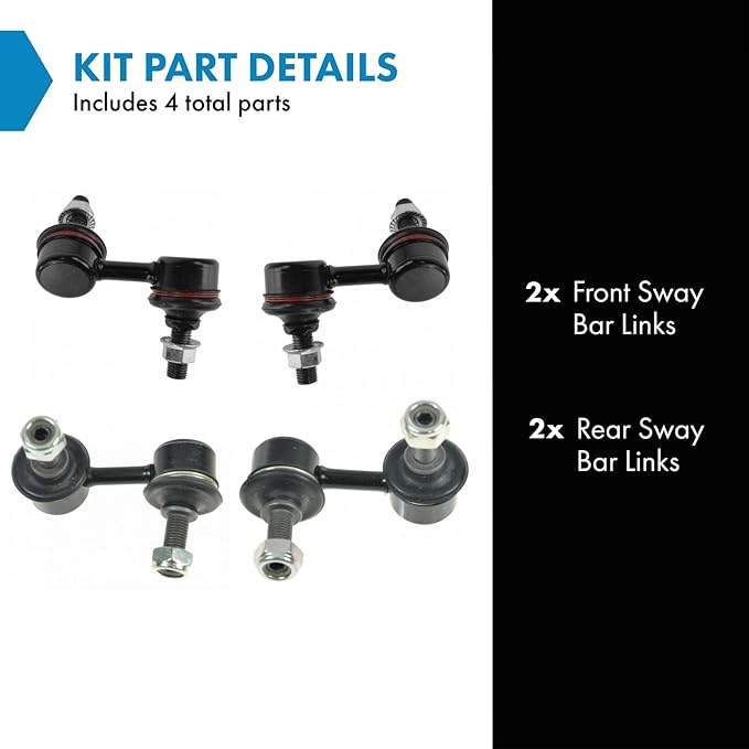 TRQ Front and Rear Sway Bar Link Set 4 Piece Compatible with 2002-2006 Acura RSX