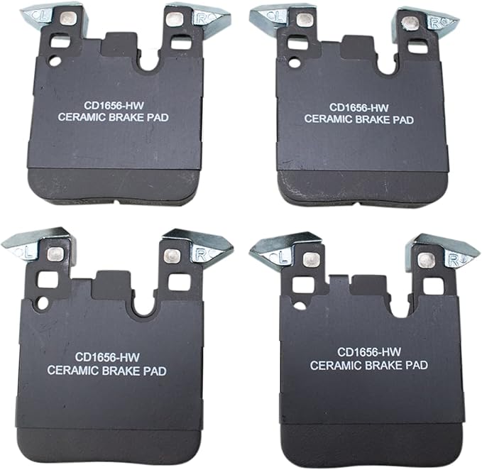 TRQ Rear Ceramic Brake Pad Set Compatible with 17-21 BMW M240i 17-21 230i with Blue Painted Calipers 15-20 M4 without Ceramic Composite Brakes