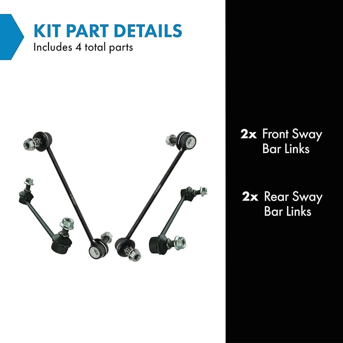 TRQ Sway Bar Stabilizer Link Set Front & Rear Compatible with 05-10 Sportage 05-09 Tucson