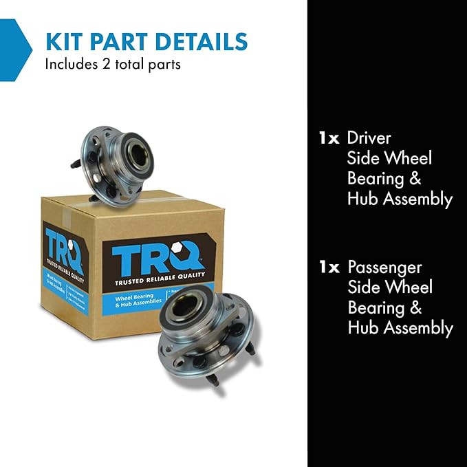 TRQ Left and Right Wheel Bearing and Hub Assembly Set 2 Piece Compatible with 10-17 Chevrolet Equinox 14-17 Impala 13-16 Cadillac XTS 15-16 CTS All Wheel Drive 10-17 GMC Terrain 10-16 Buick Lacrosse